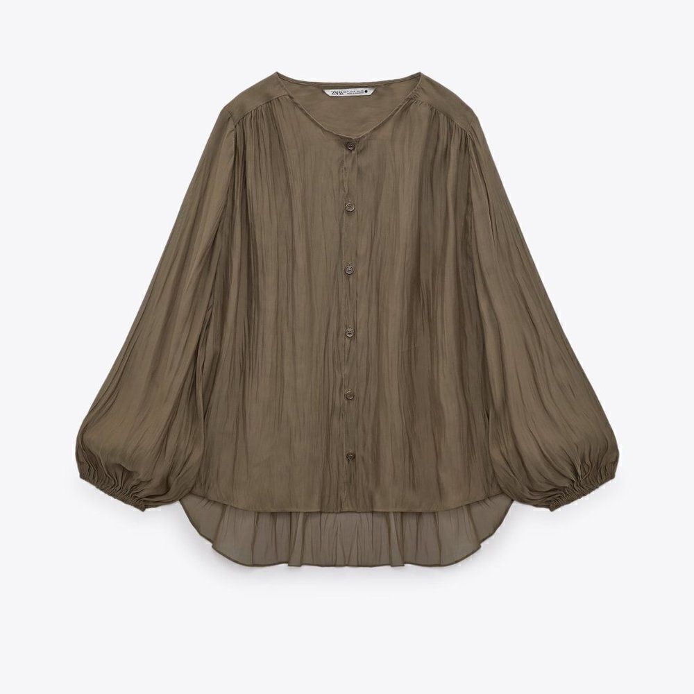 ZARA SEMI-SHEER FLUID BLOUSE - Picture 7 of 12
